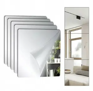 Acrylic Mirror Wall Tiles, 11.82 × 15.72 in, Self-adhesive, flexible frameless design, easy installation, perfect for indoor decoration, suitable for bathroom, gym, and yoga studio use.