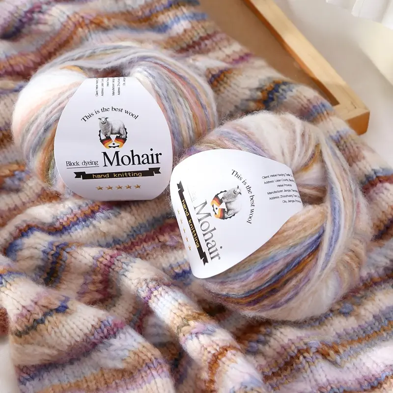 Gradient Dyed Colorful Zebra Pattern Variegated Yarn Balls for Handmade DIY Projects, 6 Balls 300g, 80% Polyester 10% Wool 10% Nylon, Perfect for Sweaters and Accessories