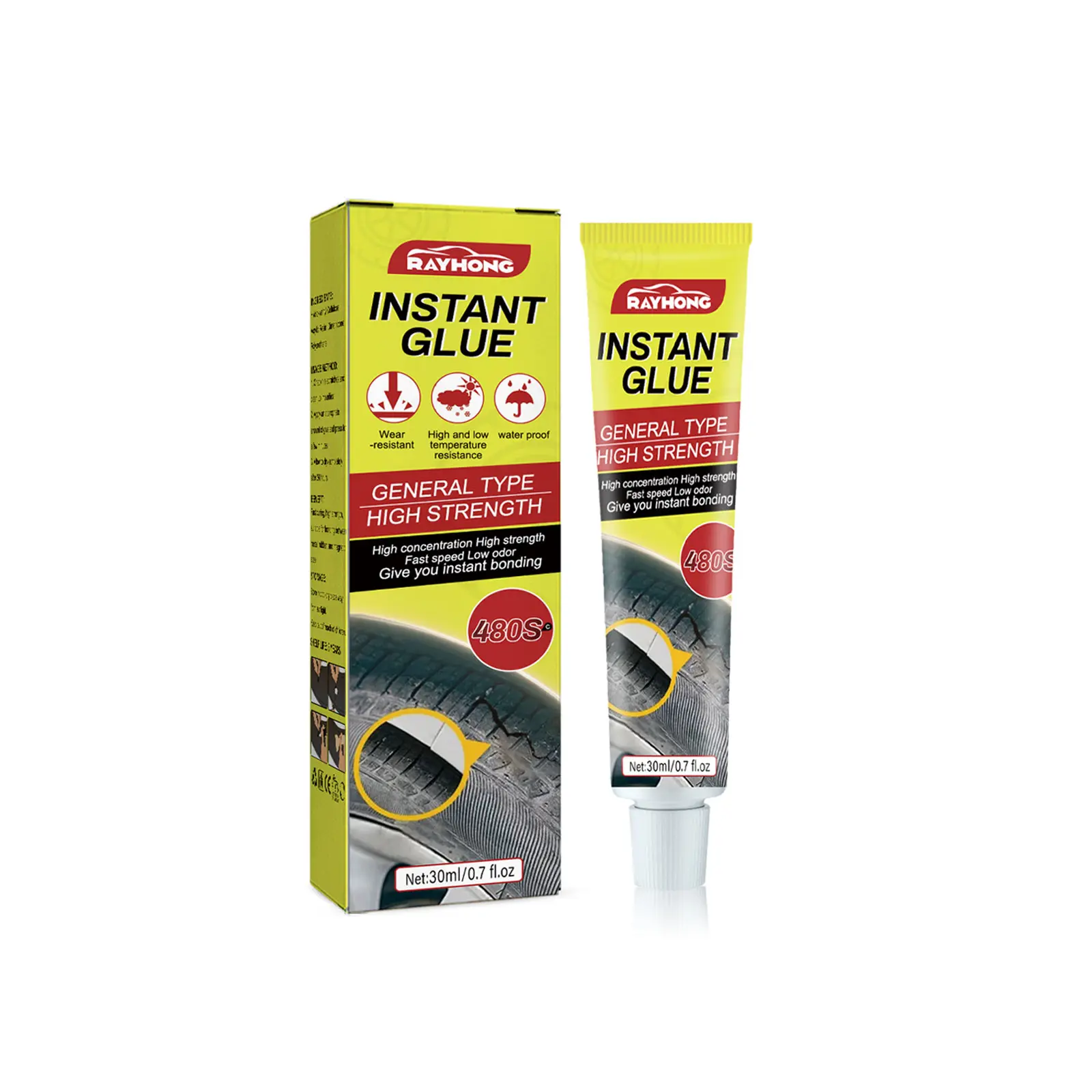 Instant Tire Repair Glue 30ml High Strength Sealant for Car Tires Quick-Drying Formula Weather Resistant DIY Tire Protection Kit