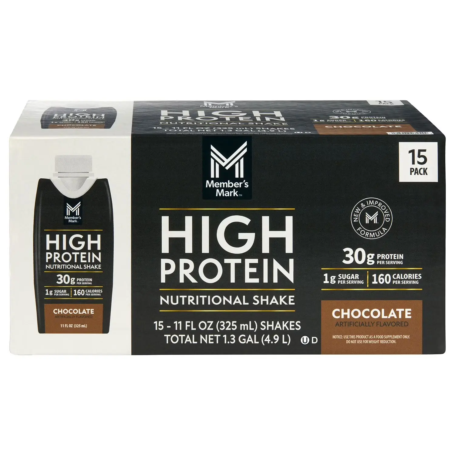 Member's Mark 30g High Protein Nutritional Shake, Chocolate 11 fl. oz., 15 pk. Member's Mark 30g High Protein Nutritional Shake, Chocolate 11 fl. oz., 15 pk.