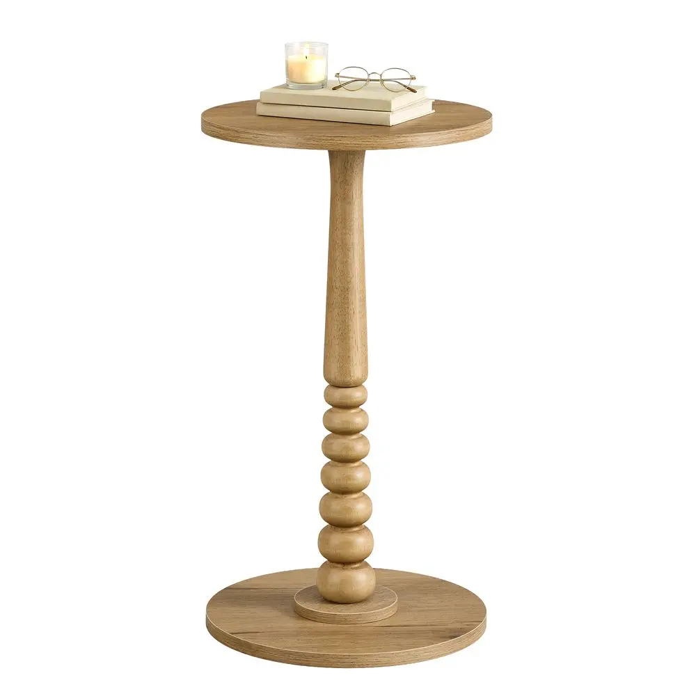 VASAGLE MARIEL Collection - Round Side Table, Small Drink End Table for Small Spaces, Accent Nightstand, Solid Wood Leg, Mid-Century Modern, for Living Room Bedroom
