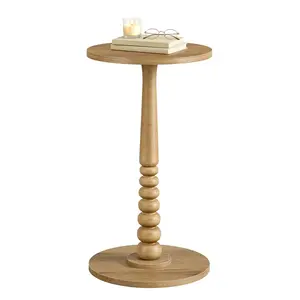 VASAGLE MARIEL Collection - Round Side Table, Small Drink End Table for Small Spaces, Accent Nightstand, Solid Wood Leg, Mid-Century Modern, for Living Room Bedroom