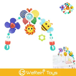 Insect Theme Multi-Purpose Sensory Bed Hanging Adapter, Safe Seat Baby Rocker Crib Stroller Compatible, Adjustable Angle Size