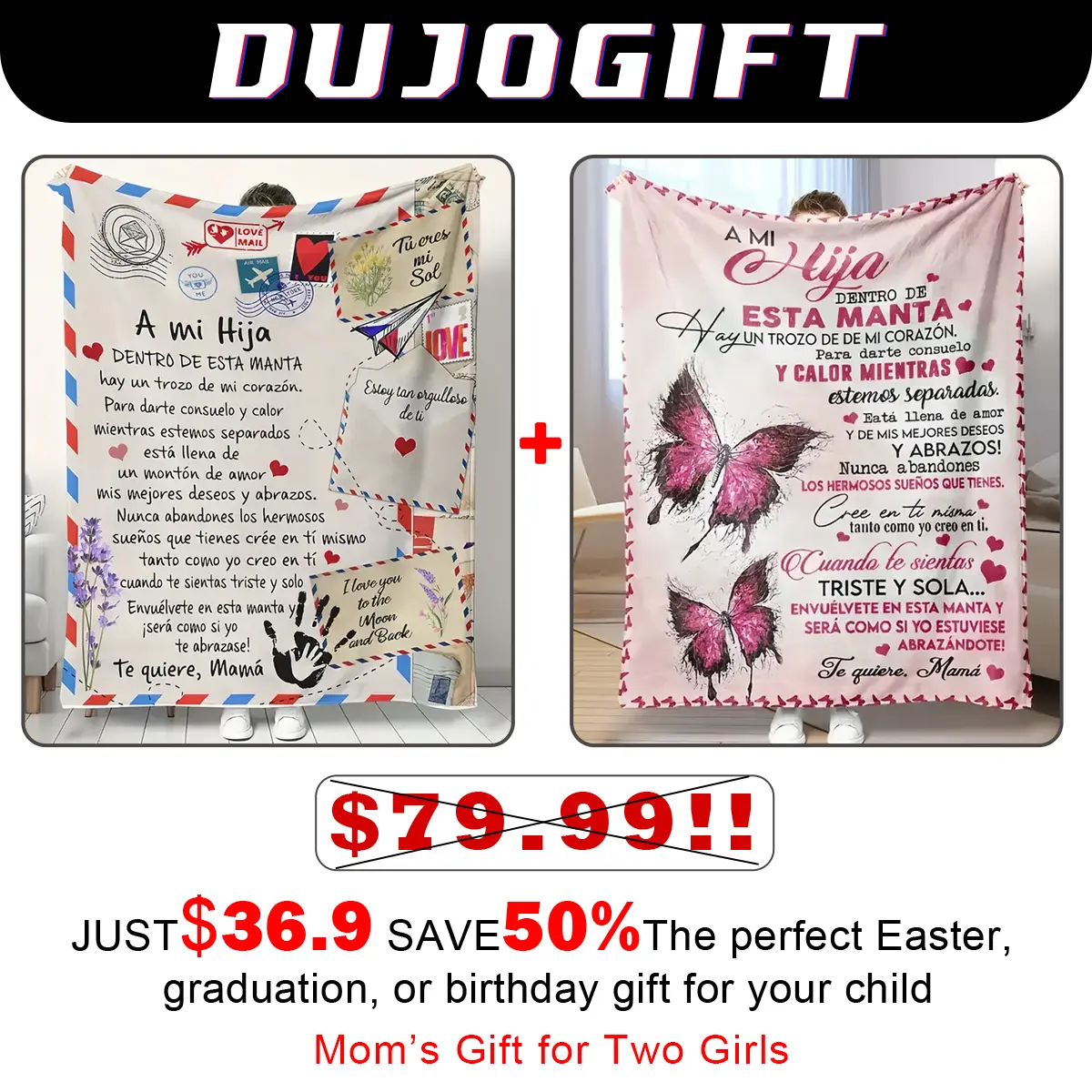 Inspirational Spanish quotes: Gifts from parents to their sons and daughters; gifts for girls who love butterflies and the color pink; party decorations for boys' and girls' rooms; soft blankets featuring Spanish proverbs; children's birthday gifts.