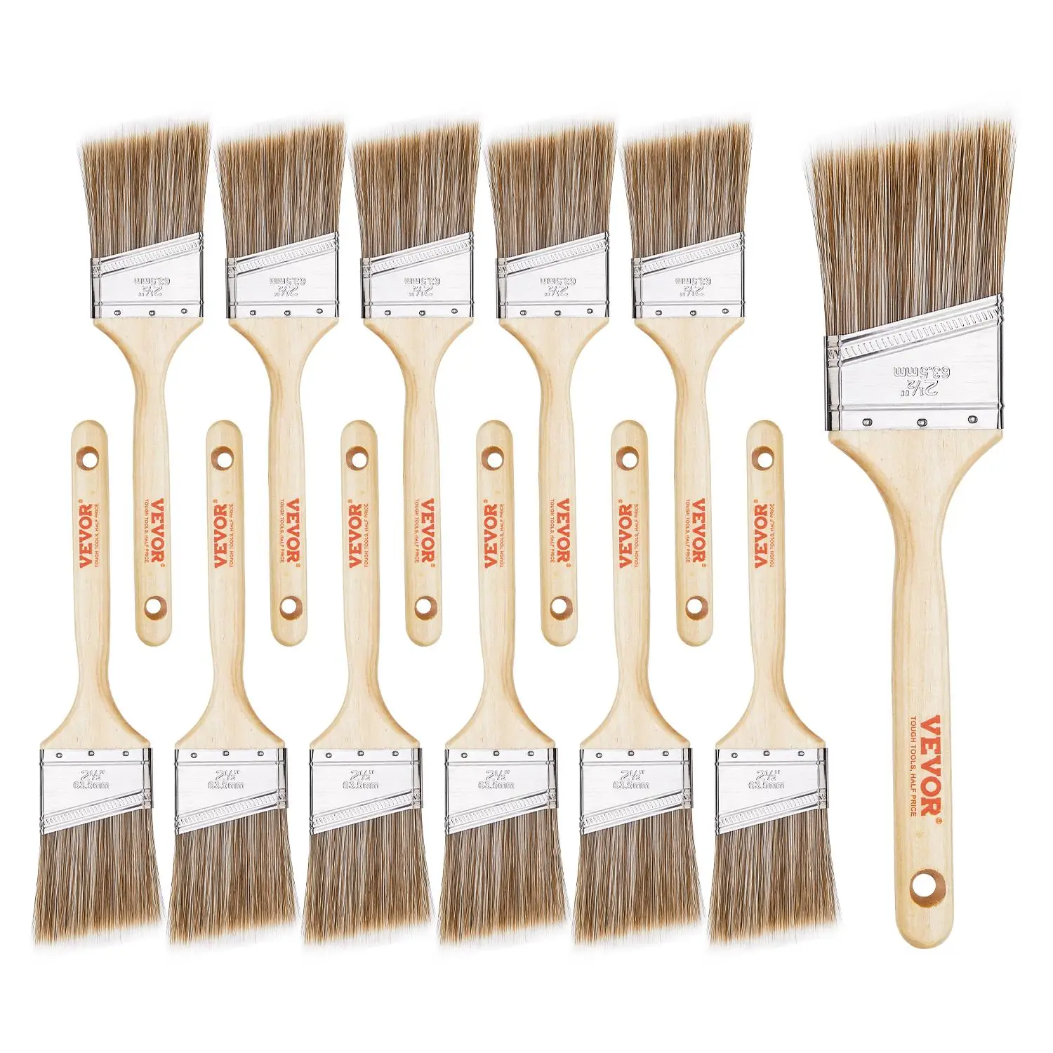 VEVOR Paint Brush 12 Piece Angle Paint Brush with Wood Handle Interior & Exterior Use