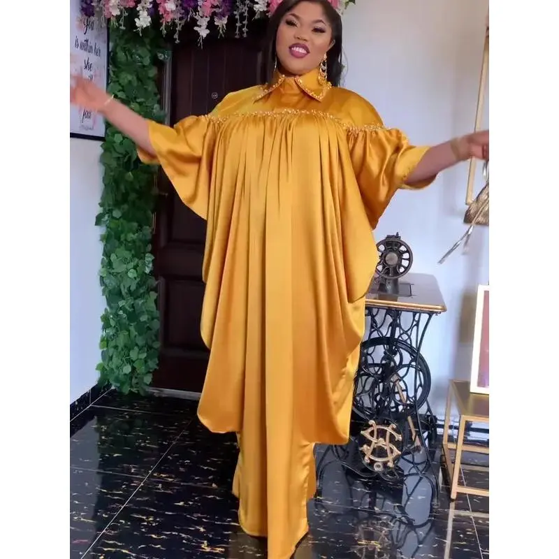 Women's Solid Color Loose Abaya Dress - 2026 Dubai Luxury Polyester Blend Caftan, Moroccan Boubou Djellaba, African Muslim Party Wear, Solid Color Abaya, Loose Abayas, Long Sleeve Dresses, Elastane, 146Cm