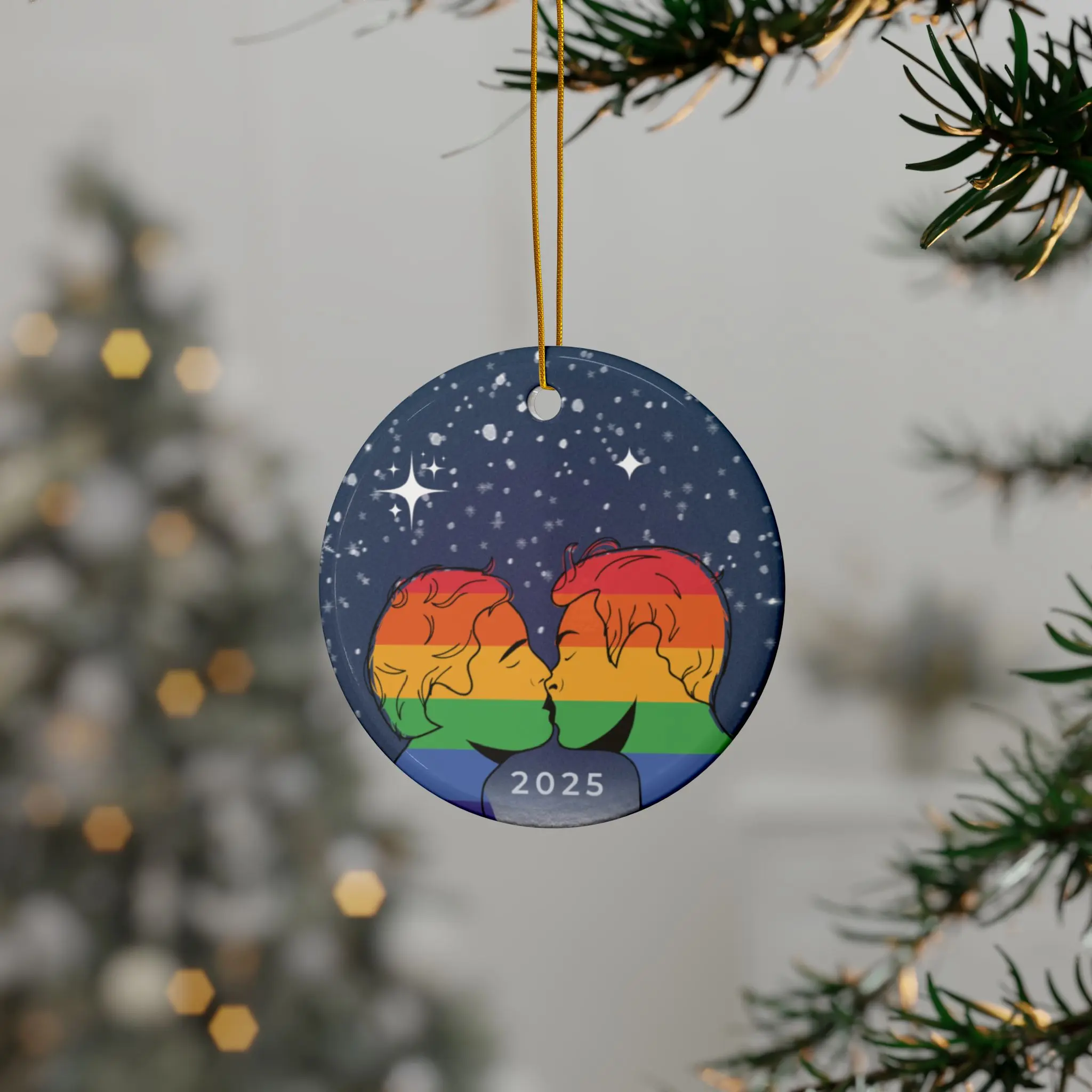 Kissing partners ornament | Ceramic Christmas ornament 2025