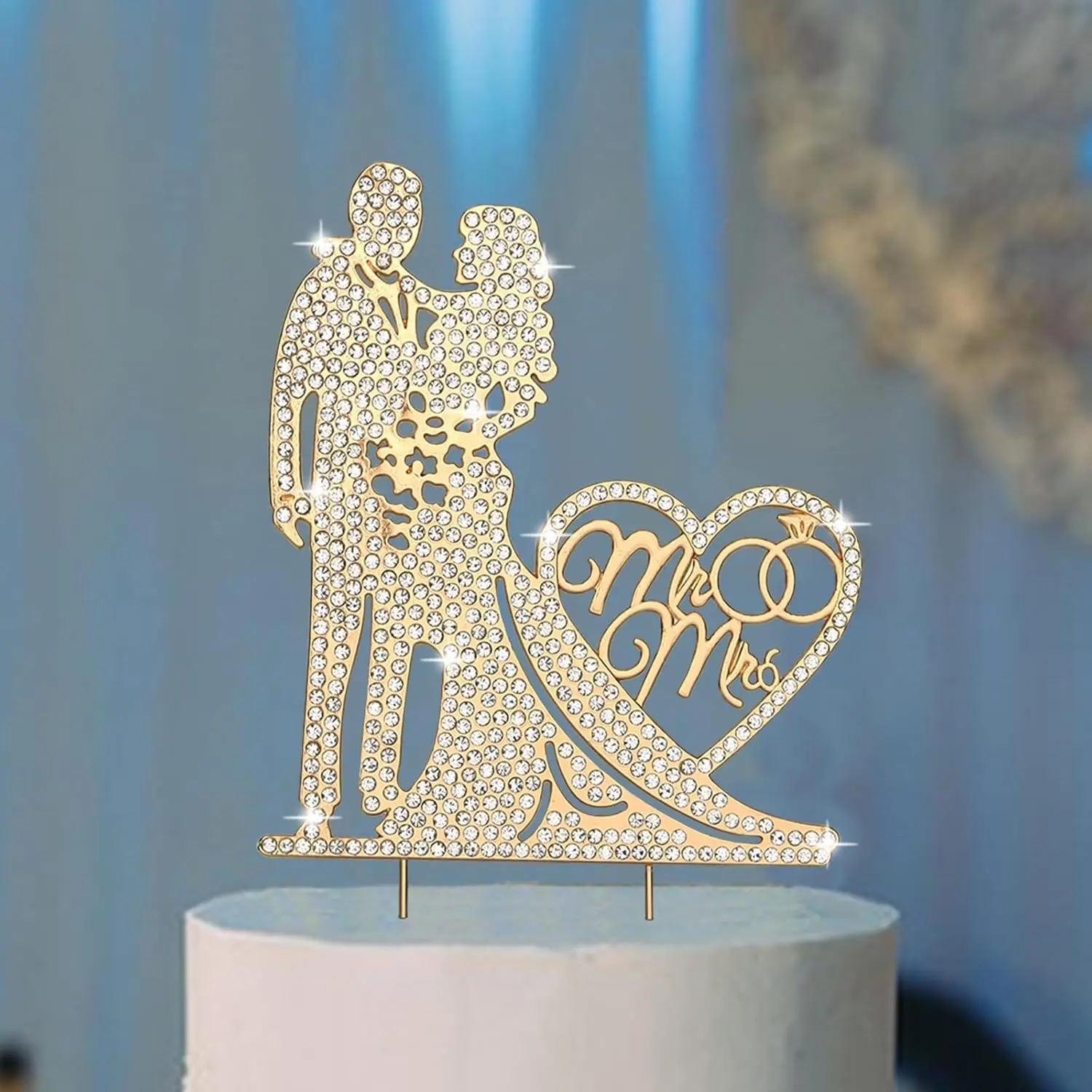 Wedding Cake Topper Rhinestone Metal Mr and Mrs Cake Topper Wedding Bride and Groom Bridal Shower Cake Decorations