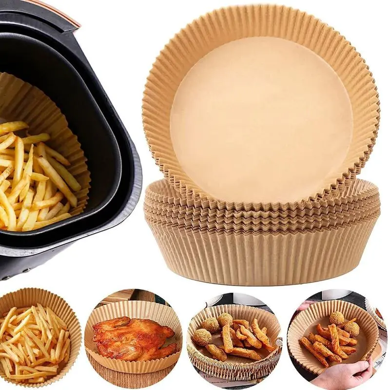 Round Lightweight Air Fryer Parchment Paper Liners, 100PCS Food-Grade Non-Stick Disposable Sheets for Baking, Roasting