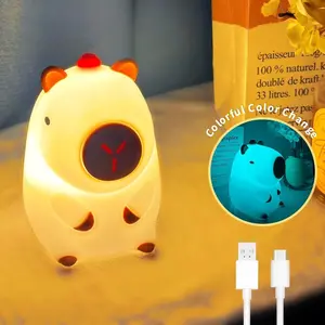 Capibara Silicone Night Light, Adjustable Ambiance Lamp, Soft Glow Eye-Friendly, Long Battery Life, USB Rechargeable, Desktop Decor