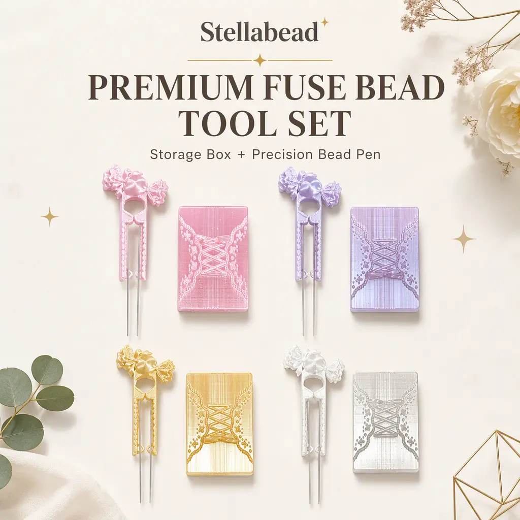 Stellabead CandyPointe Kit — Premium Fuse Bead Storage Box & Pen Set, Cute Organizer Tray with Precision Bead Pen Tool, Smooth Crafting Accessories for DIY Pixel Art, Jewelry Making & Handmade Projects