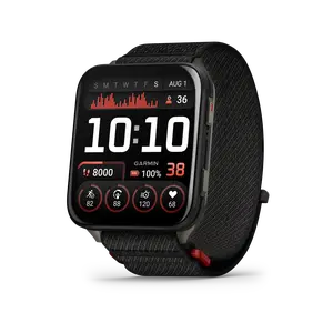 Garmin Venu X1 Smartwatch with Silicone Strap - Display Shows Time 10:10, Heart Rate 88, and Activity Levels 8000 Steps, 100% Battery, 38 Calories Burned