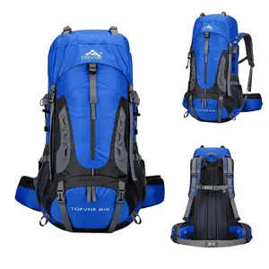 70L Hiking Backpack, 65+5L Large Capacity Camping Backpack with Waist Belt, Survival Whistle Chest Buckle, Rain Cover Pocket, Outdoor Travel Backpack for Hiking Camping Trekking
