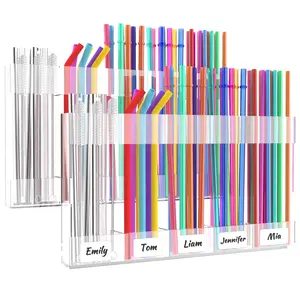 Elevate Kitchen Tidy! Adjustable Large Acrylic Straw Organizer – Ultra Sticky, Reusable 2025 Trend (Transparent, for Cabinet Doors)