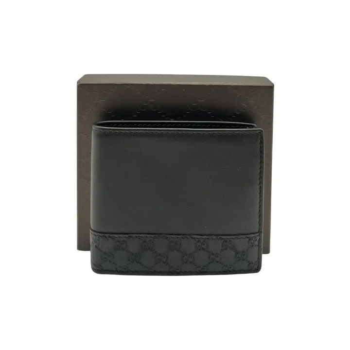 Pre-owned GUCCI LEATHER Small Leather Goods DARK BROWN GUCCISSIMA BIFOLD COMPACT WALLET