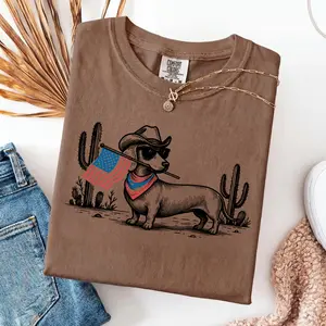 Comfort Colors Patriotic Dog Shirt, 50+ Dog Breeds, Western Cowboy Dog Tee, 4th of July Gift for Dog Lovers, USA Flag Shirt, Cute Dog Lover Gift
