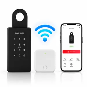 Populife PIN Only Smart Key Lock Box, Outdoor WiFi Lockbox for House Keys, Smart Digital Lock with App & Gateway, IP66 Waterproof