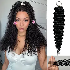 Zlzlblbl Deep Wave Crochet Human Hair Miracle Knots Crochet Human Hair 60g 50 Strands 100% Human Hair Pre-Separated Feather Curly Crochet Hair Extensions Natural Color 4-5 Packs for Full Head outdoorfun