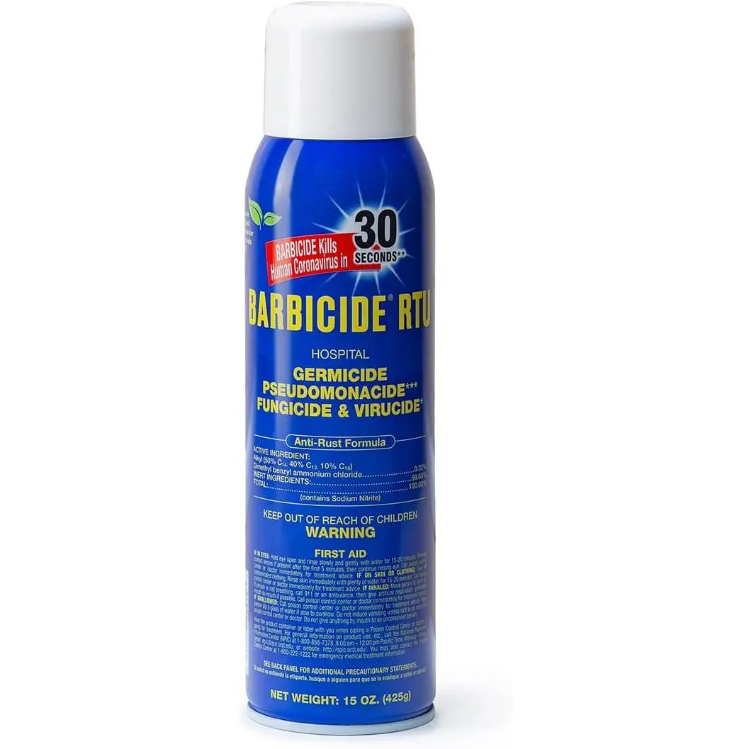 Barbicide RTU Ready-to-Use Professional Surface Spray, Hospital-Grade Non-Aerosol EPA-Registered Cleaner for Salons, Non-Porous Surfaces, 15 Oz
