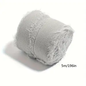 Chiffon Hand-Torn Fringe Ribbon Roll Silver Color, Spring Easter Valentine's Day New Decoration Belt, Bouquet Tie/wrap/gift Packaging