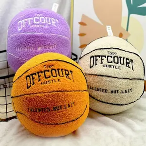 Offcourt Basketball Plush Toy Soft Fluffy Stuffed Ball Pillow Cute Decorative Cushion Gift for Basketball Fans