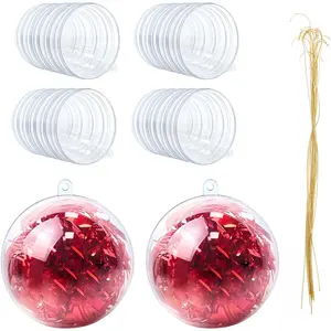 20 Pcs 80mm 3.15'' Clear Plastic Fillable Christmas Ball Ornaments Shatterproof DIY Craft Hanging Balls for Xmas Tree Holiday Wedding Birthday Christmas Decor
