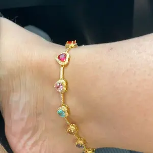 Mother's Day Gift Colorful Heart Design Adjustable Anklet, Fashionable Jewelry for Women & Girls, Fashionable Jewellery Accessories, Trendy All-match & Exquisite Jewelry for Birthday Charms