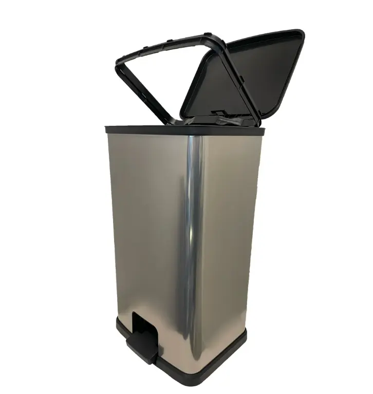 Mainstays 13.2 Gal Plastic Step Kitchen Trash Can with Lid, Silver Home Care Bin