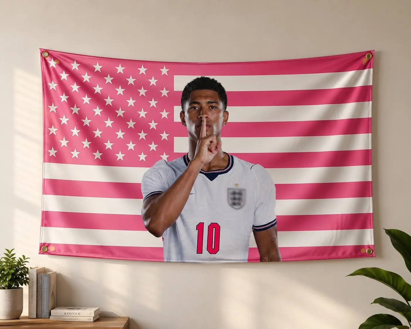 Jude Bellingham Pink USA Flag Wall Tapestry Soccer Fan Banner Football Bedroom Dorm Room Decor Gift for Sports Lovers
