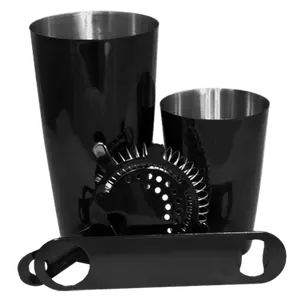 Bartending Set w/ Speed Opener - Black - 4 Piece