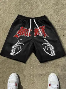 Men's Regular Fit Skull Print Graphic Shorts, Casual Comfy Breathable Printed Shorts for Summer, Fashion Men's Bottoms for Daily Wear