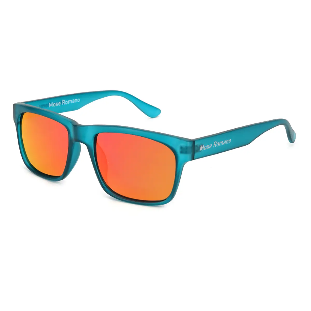 Teal Frames Sunset Red Lens