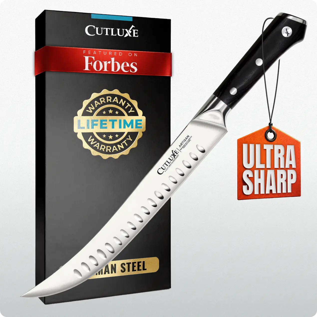 Cutluxe 10″ Butcher Cimeter Knife