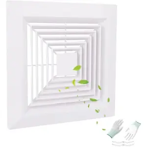 1-(12"x12"Inches) Bathroom Exhaust Fan Cover with Spring, Square Ceiling or Wall Mounted Exhaust Fan, Ceiling Fan, Grille, Air Diffuser, Diverter Ventilation Hood, Replacement Accessories