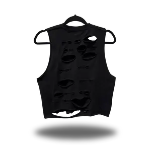 ROAD RASH BACK CUT BLACK CROP TANK