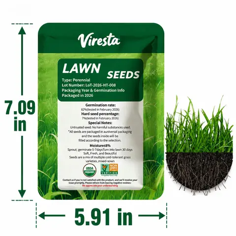 VIRESTA Cold-Hardy Fall Premium Lawn Seeds Mix - Cool-Season Outdoor Turf Blend for Sun & Shade, 2-3 m² Coverage, Fast Grow & Frost Resistant, Multi-Species Ryegrass & Kentucky Bluegrass for Overseeding/Lawn Repair