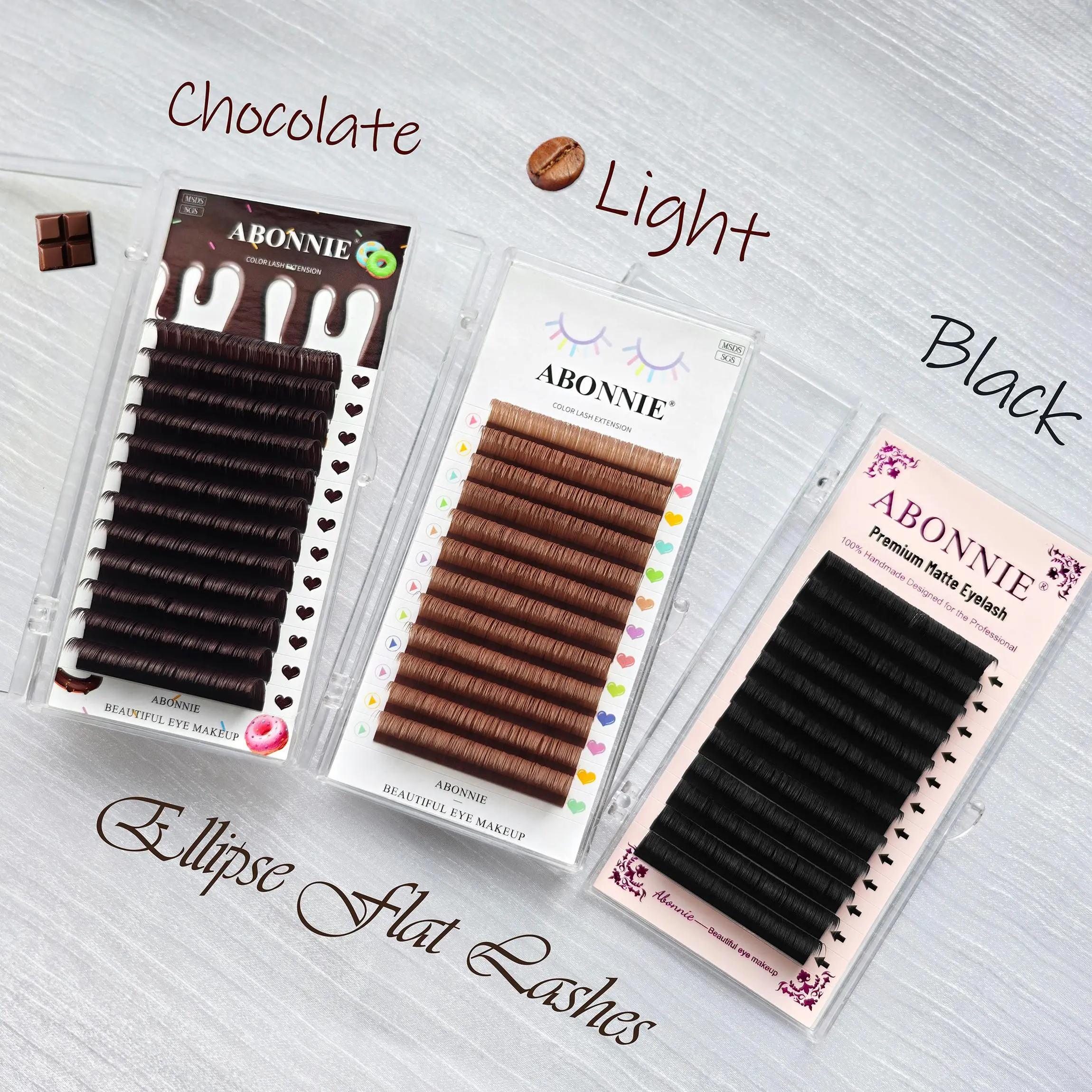 ABONNIE Brown Ellipse Flat Eyelash Extensions 0.15 0.20 Super Softer Individual Flat Lashes Natural Look False Eyelashes 2026 New