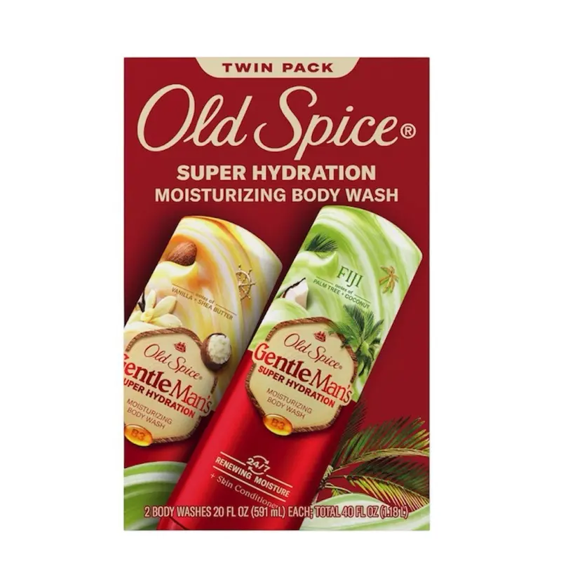 Old Spice Gentle Man's Super Hydration Body Wash - Vanilla Shea Butter & Tea Tree Coconut, Water Base, Moisturizing Formula, 20 fl oz Multi-Pack, Daily Use Men's Body Care, All, Twin Pack, Gel