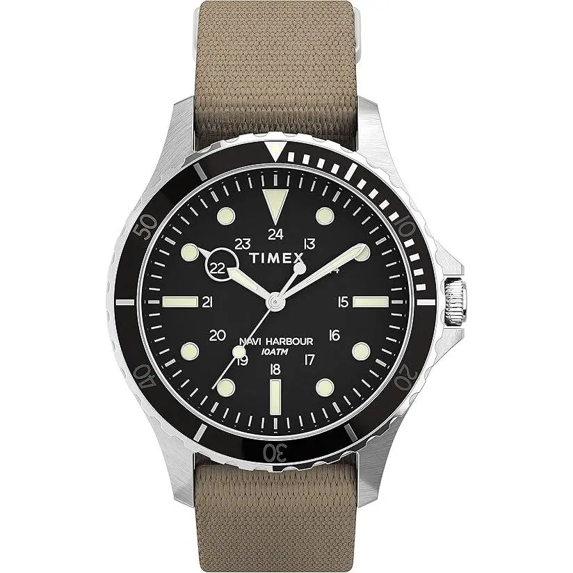 Timex Navi Fabric Slip-Thru Mens Watch TW2U90000, Stainless Steel Watch, Casual Analog Watch