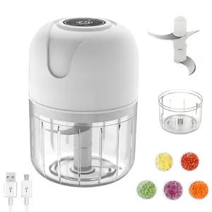Cordless Mini Garlic Chopper (250ml) – Portable Electric Garlic Grinders & Meat Vegetable Cutter, Durable Home Kitchen Tool with Large Storage Container, Automatic Fast Cutting for Baby Food, Girly Kitchenware Meat Shredding Machine