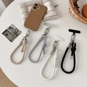 [3A42] Adjustable wrist, mobile phone lanyard, Phone Strap Holder, black and white gray, advanced sense hand rope, high-end metal buckle, wristband, minimalist and versatile, anti-theft rope for overseas travel