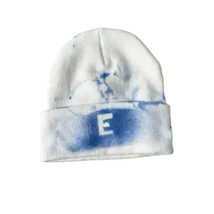 Equity House Co Beanie Blue and White with Distinctive Blue Splatter Design and Initial 'E'