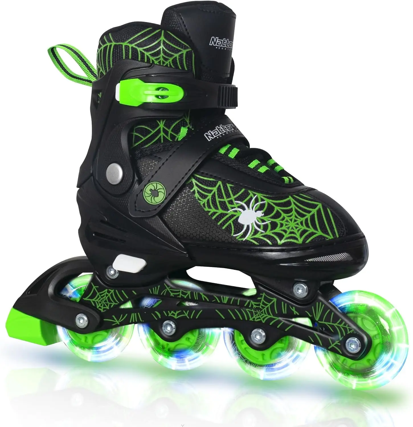 Unisex Kids Inline Roller Skates for Beginners (Ages 4-12), 4-Size Adjustable, Battery-Free Self-Powered Lights, PU Wheels, Training Gear, Indoor/Outdoor Sports Equipment, Holiday Gift