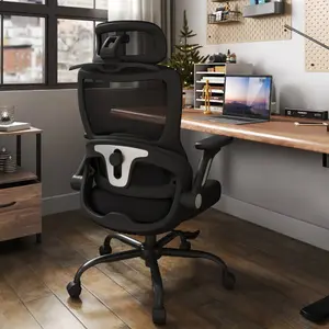 Keratee Ergonomic High Back Mesh Office Chair with 4D Flip-Up Armrests & 3D Headrest Adjustable Lumbar Support for Home Office 400 lbs Capacity