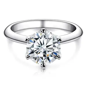 1.5CT Zircon Engagement Solitaire Rings for Women Promise Round Cut Silver Rings Engagement And Anniversary Jewelry Gifts