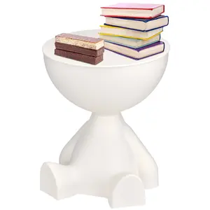 Modern Bowl-Shaped Side Table, 2-in-1 Round Coffee Table with Storage for Living Room, Bedroom, Balcony - Waterproof & Kid-Safe PE Material