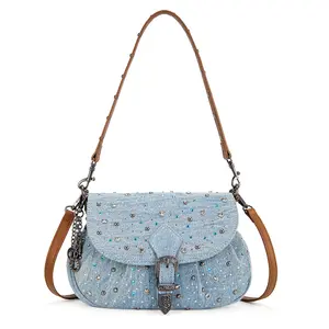 Wrangler Y2K Purse Small Shoulder Bag for Women Crossbody Bags with Detachable Charms