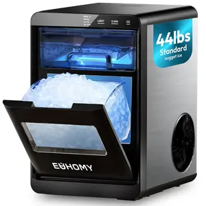 Nugget Ice Maker Countertop, 44Lbs/24H Sonic Ice Maker Machine, Self-Cleaning Pellet Ice Makers with Ice Scoop&Basket, Countertop Pebble Ice Maker for Home/Kitchen/Office