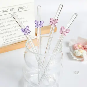 Reusable Glass Straws with / Bow Design, Durable & Eco-Friendly, Perfect for Smoothies, Cocktails, Parties, Gifts
