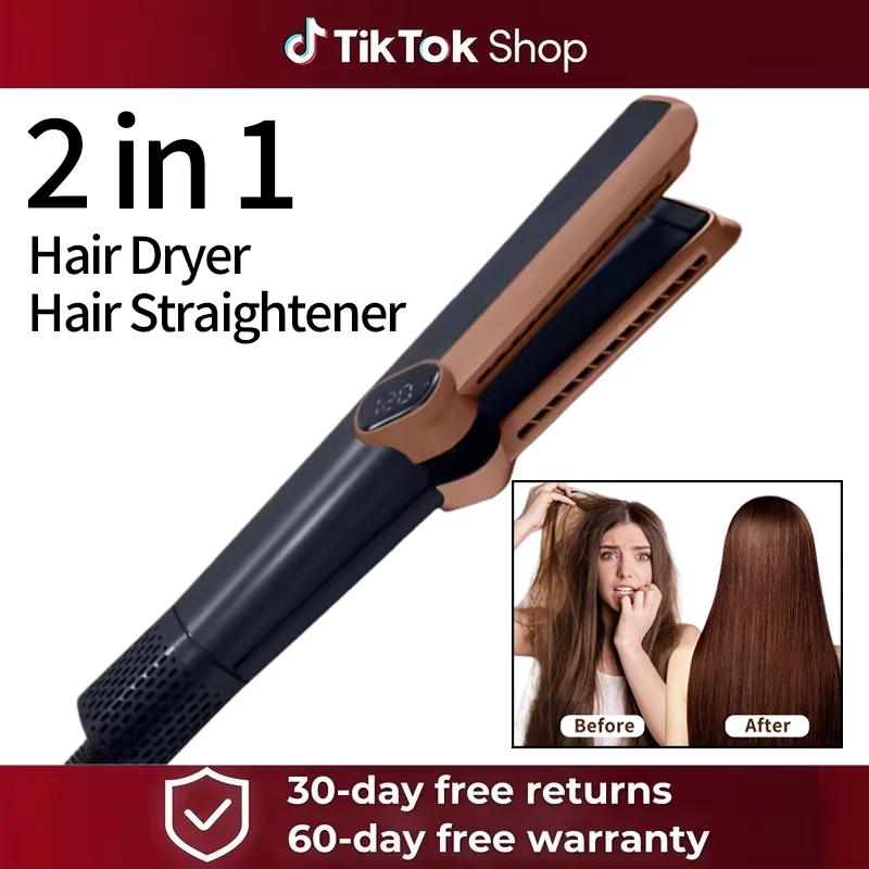 Airflow Styler 3-in-1 Curling Wand & Titanium Flat Iron Hair Straightener Dryer Professional Hair Curler with Cooling Air Vents | Dual Voltage & Adjustable Temp Hair Dryer
